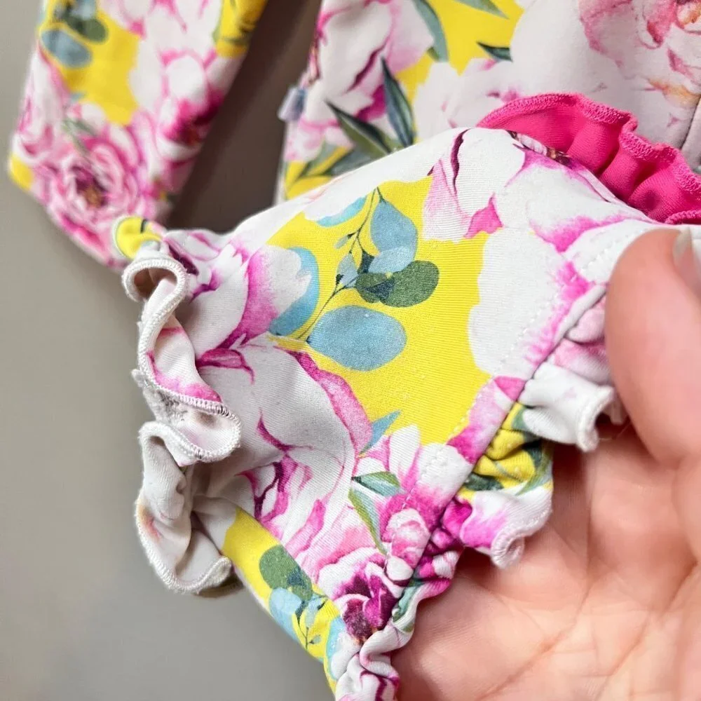 Posh Peanut Floral One Piece Long Sleeve Swimsuit- Size 2T‎